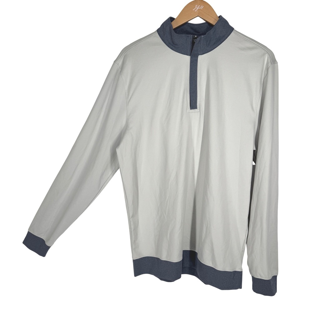 Swannies Mens Medium Quarter Zip Golf Pullover‎ Gray Navy Blue Performance Layer